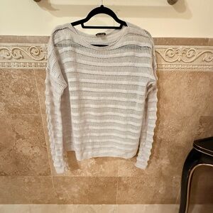 Theory light pale gray open knit sweater